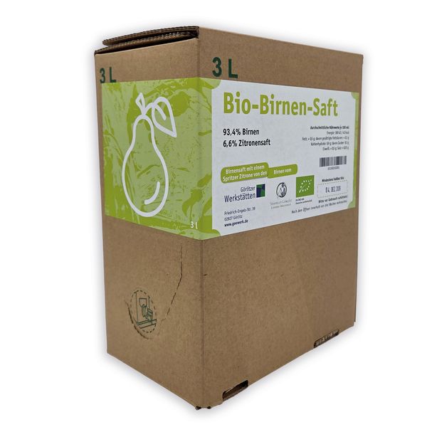 Bio-Birnen-Saft mit Bio-Zitrone – 3,0 Liter Bag in Box