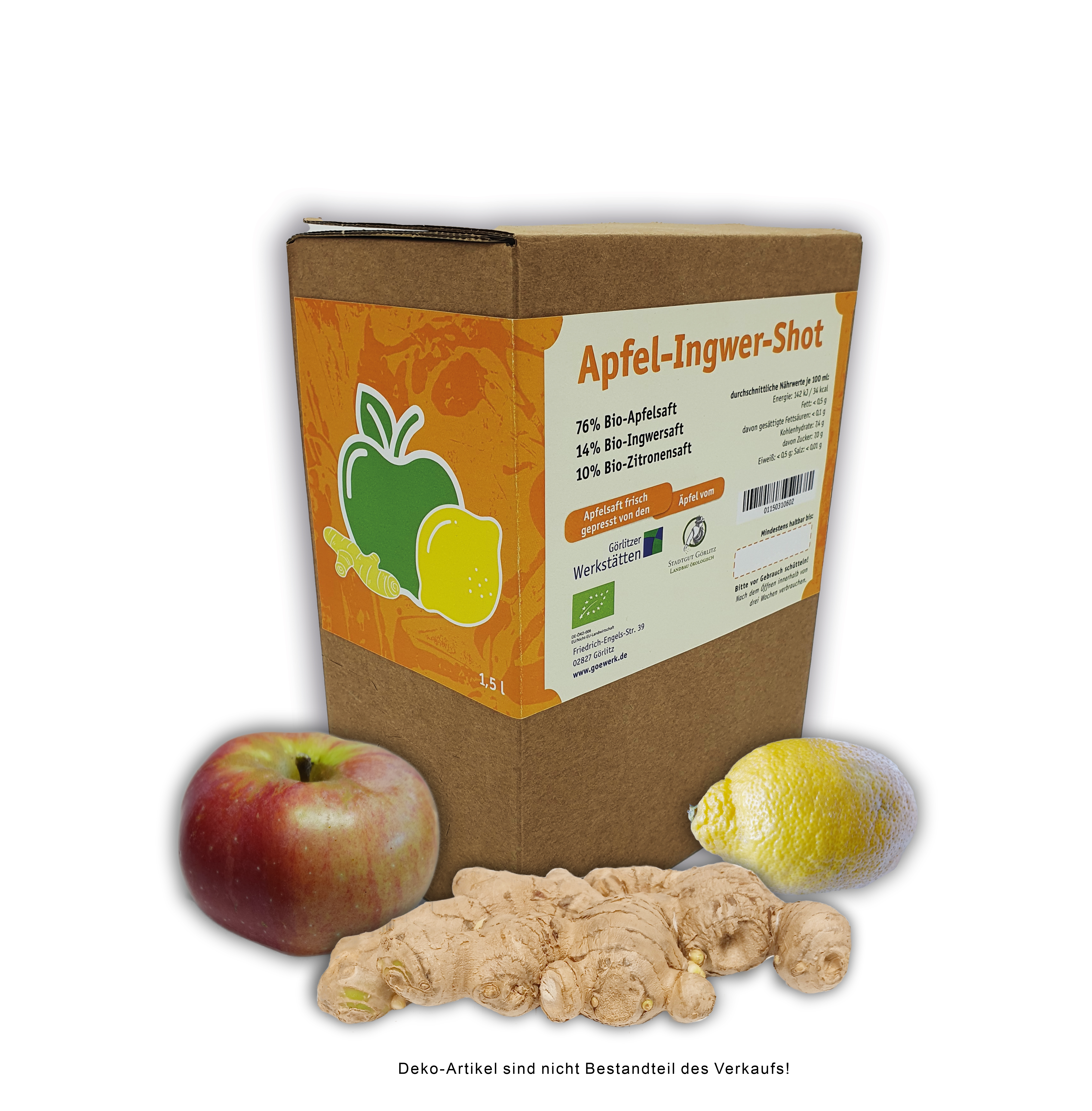 Bio-Apfel-Ingwer-Shot - 1,5 Liter Bag in Box