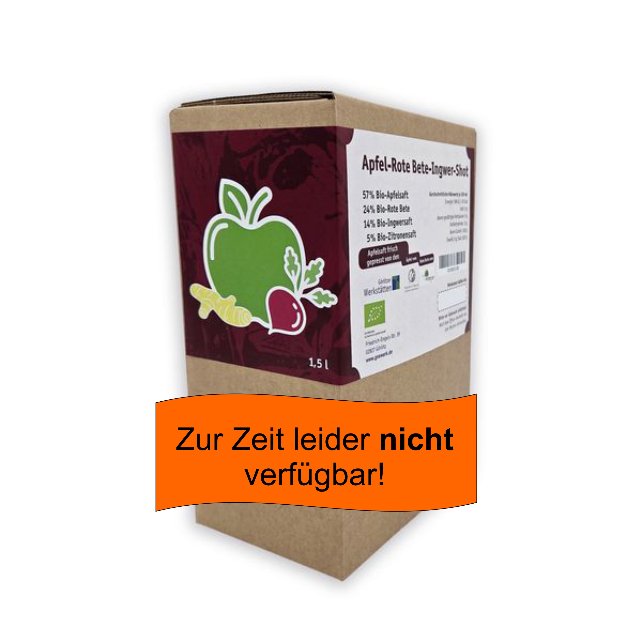 Apfel-Rote Bete–Ingwer-Shot – 1,5 Liter Bag in Box