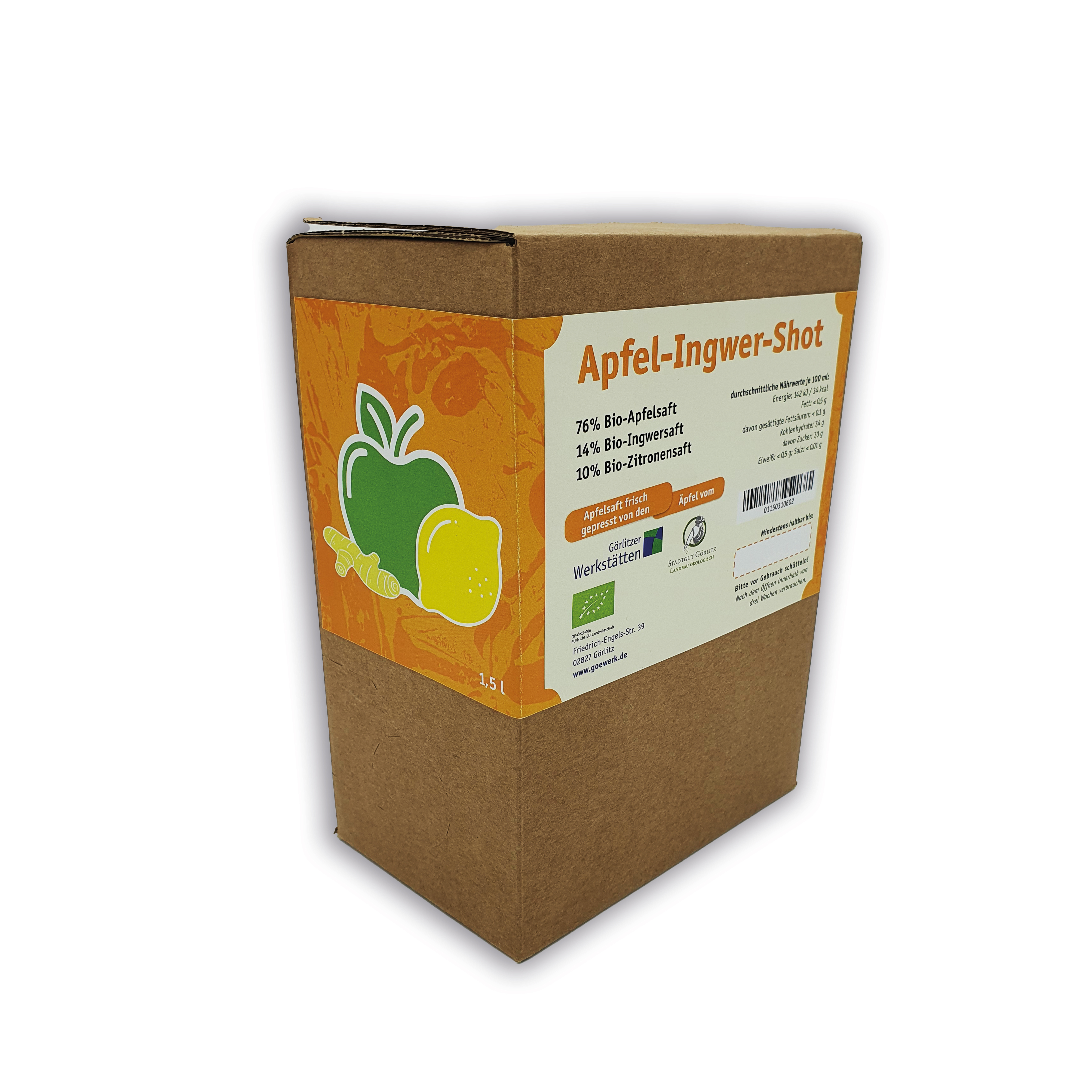 Bio-Apfel-Ingwer-Shot - 1,5 Liter Bag in Box