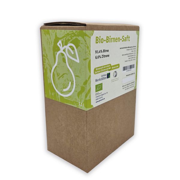 Bio-Birnen-Saft mit Bio-Zitrone – 1,5 Liter Bag in Box